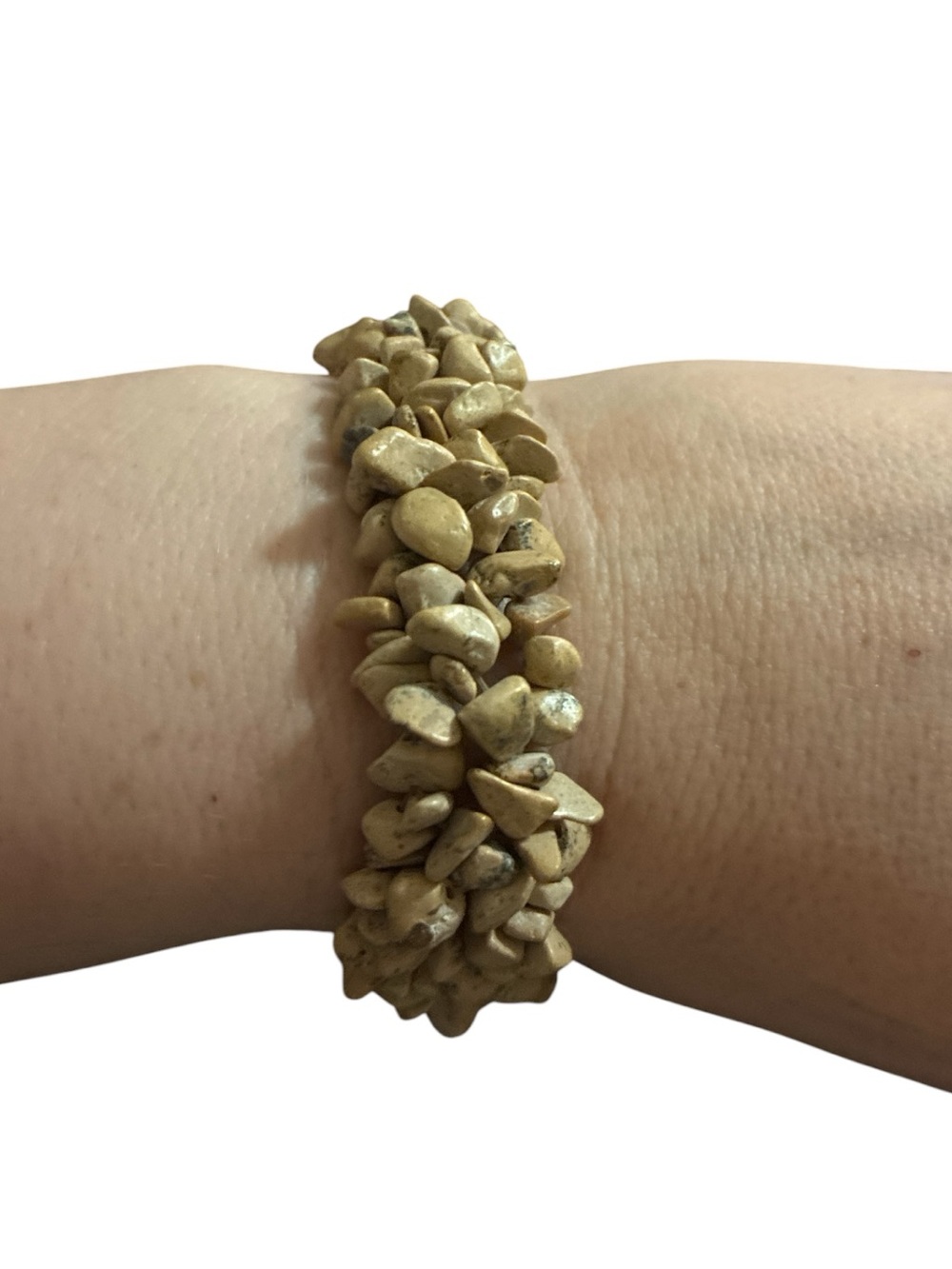 Natural Beige Stone Cluster Stretch Bracelet